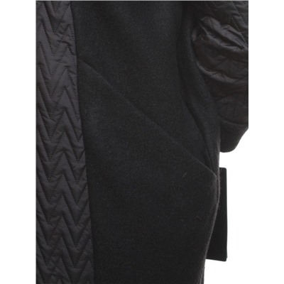 A16002 BLACK Пальто демисезонное женское (синтепон 100 гр., натуральный мех лисицы)