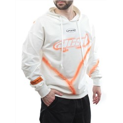 2652 WHITE/ORANGE Толстовка мужская (75% хлопок, 20% полиэстер, 5% спандекс)