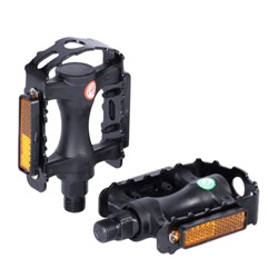 Педаль для MTB MIXIEER MX-P828 полипропилен чёрный, стальная пластина ось картридж. 2S, стальные подшипники, рефлектор 90х78мм, 9/16, /уп50/