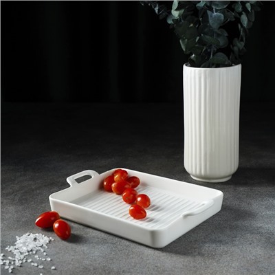 Блюдо для запекания Magistro «Гриль Бланш», 600 мл, 25.3×17.8×3 см, фарфор, белое