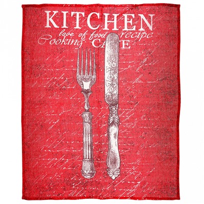Полотенце кухонное 50х60см "Kitchen", рогожка, хлопок 156г/м2, без упаковки, "Домашняя мода" (Россия)