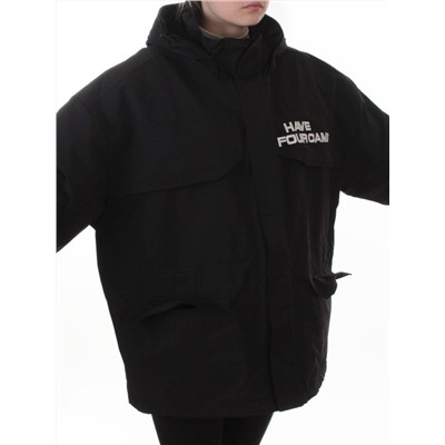 3094 BLACK Куртка демисезонная женская (100 гр. холлофайбер)