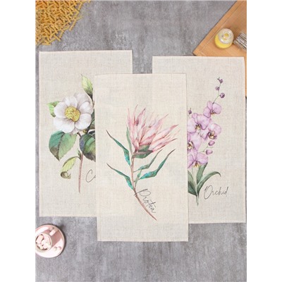 Набор полотенец «Этель. Цветочное настроение» 45×70 см - 3 шт., репс 167 г/м², хлопок