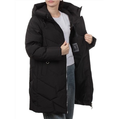 760 BLACK Пальто зимнее женское (170 гр. холлофайбер)