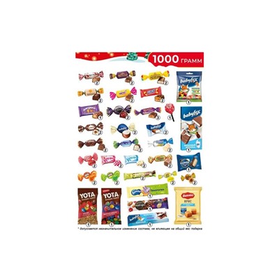 Б14 Набор новогодний подарочный 1000г, 1 кг