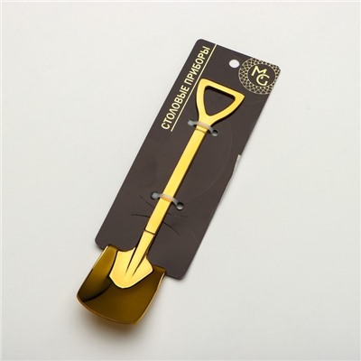 Ложка десертная Magistro «Лопата», длина 15.5 см, прямоугольная, нержавеющая сталь, золотистая