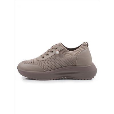03-A629-5 DK. BEIGE Кроссовки-носки "Снокеры" женские (натуральная кожа, текстиль)