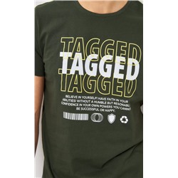 Футболка мужская с принтом P411-06-847 хаки