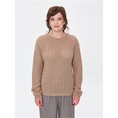 Джемпер вязаный бежевый с длинными рукавами