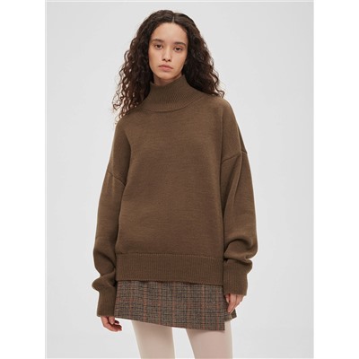 Свитер свободного кроя, кофейный