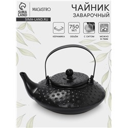 Чайник заварочный Magistro Black Swan, с ситом, 750 мл, керамика, чёрный