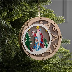 Подвеска световая "Дед Мороз и Снегурочка", 15х3 см, 6 LED, АААx2 (не в компл.), свечение тёплое белое