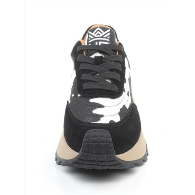 04-PDH362-3 BLACK Кроссовки демисезонные женские (натуральная замша, натуральная кожа)