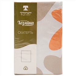 Скатерть декоративная 'Радушная хозяйка (Традиция)' 145х145, рогожка, 100 % хлопок, 'Флористика бежевый'