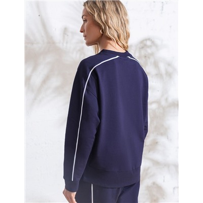 Свитшот с лампасами и разрезами из эластичного футера двухнитки без начеса