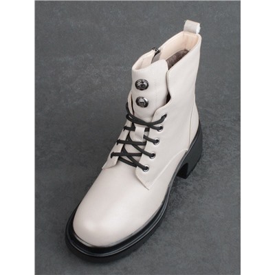 04-M3-H205 BEIGE GRAY Ботинки зимние женские (натуральная кожа, натуральный мех)