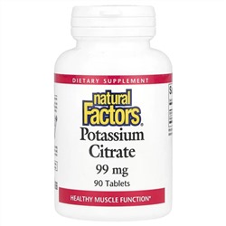 Natural Factors, цитрат калия, 99 мг, 90 таблеток