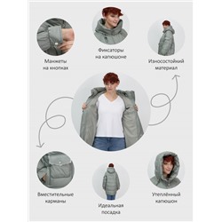 Куртка зимняя женская с капюшоном модная зеленого цвета 7341Z