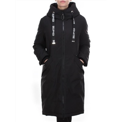 2238 BLACK Пальто женское зимнее AKIDSEFRS (200 гр. холлофайбера)