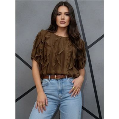 Лонгслив с рюшами