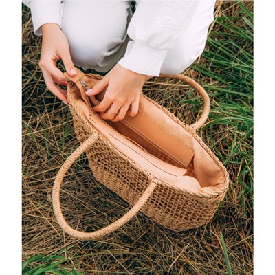 Сумка женская SL Home, ручное плетение, хлопок, длина ручек 18.5 см, 40×27 см