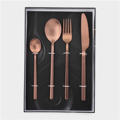 Набор столовых приборов Magistro «Оску стандарт», 4 предмета, нержавеющая сталь, цвет бронзовый