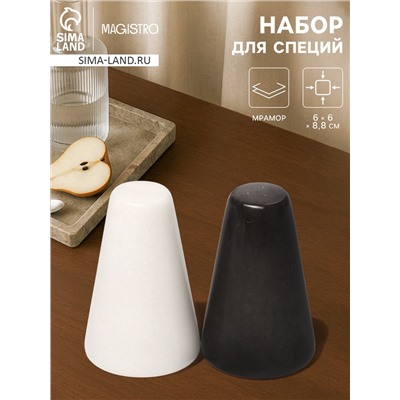 Набор для специй Magistro Black&White, 2 предмета: солонка, перечница, мрамор, белый, чёрный