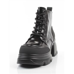 01-F591-1 BLACK Ботинки демисезонные женские (натуральная кожа, искусственная кожа)