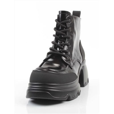 01-F591-1 BLACK Ботинки демисезонные женские (натуральная кожа, искусственная кожа)