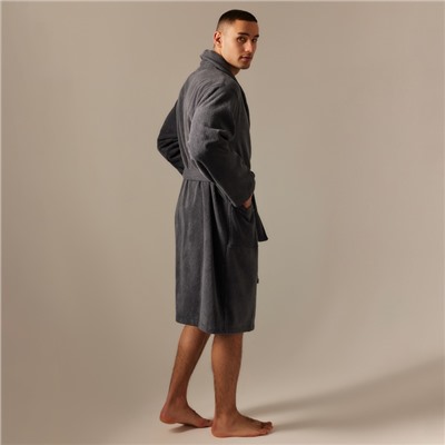 Халат махровый мужской SL HOME: Basic «Гри Сандре», размер S, хлопок 100%, тёмно-серый