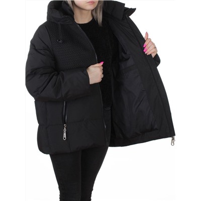 YR-6619 BLACK Куртка зимняя женская (150 гр. холлофайбер)