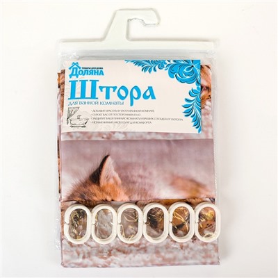 Штора для ванной 180×180 см "Котёнок", полиэстер