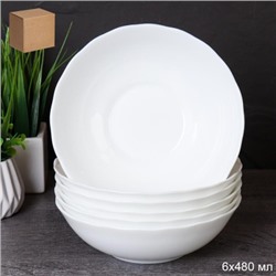 Набор суповых тарелок 6 штук 480 мл Классика / HW60 (WHITE) /уп 12/