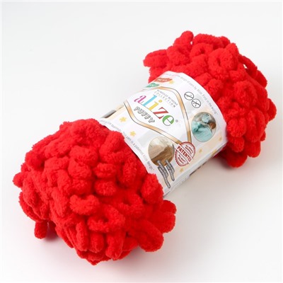 Плюшевая пряжа для вязания руками ALIZE, Puffy, 100% микрополиэстер, 9 м/100 г, (56 красный)