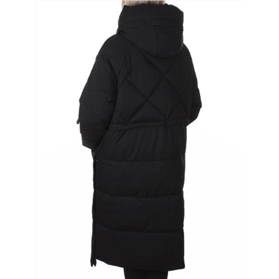 6615 BLACK Пальто зимнее женское (200 гр. холлофайбер)