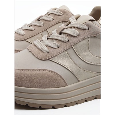 03-A1003-5 BEIGE Кроссовки женские (натуральная кожа, натуральная замша)