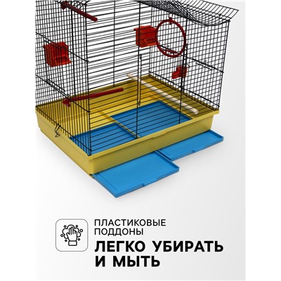 Клетка для попугая «Фиона», 3 яруса, 48×38×53 см, микс цветов
