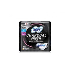 Ультратонкие прокладки с бамбуковым углем Sofy Charcoal 23 см с крылышками, 16 шт