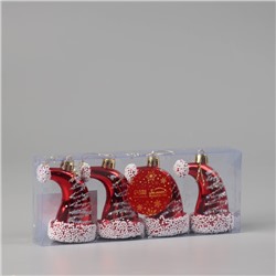 Ёлочная игрушка "Новогодний колпачок" (набор 4 шт) 8х4,5 см, красно-белый