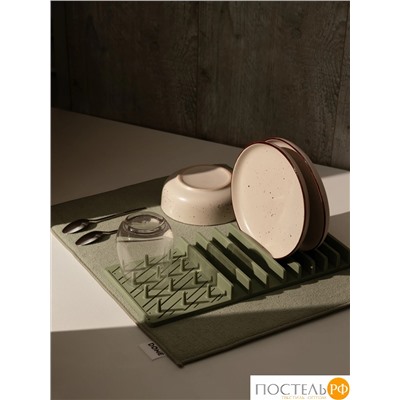 DOME ВОЙЕНС зел. Коврик с подставкой для посуды 38х50 см, 1 пр.