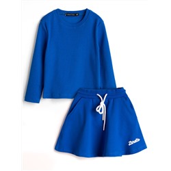 Фуфайка (футболка) с длинным рукавом+Юбка, Dazzling blue 18-3949