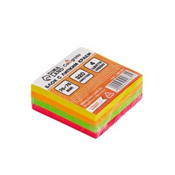 Блок с липким краем, 76×76 мм, 320 листов, флуоресцентный, 4 цвета