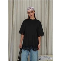 Футболка с кружевом OVER SIZE (хлопок)