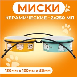 Миски керамические на подставке 2×250 мл