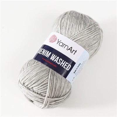 Пряжа для вязания спицами, крючком YarnArt, Denim Washed, 30% акрил, 70% хлопок, 130 м/50 г, (908 св. серый)