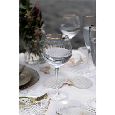 Бокал для вина Magistro «Орион», 550 мл, 10×22 см, с золотой отводкой, стекло, прозрачный