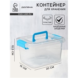 Контейнер для хранения Доляна, 20×15×10.5 см, крышка с ручкой на защёлке, МИКС