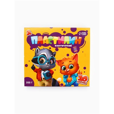 Пластилин 10 цветов, 200 г со стеком