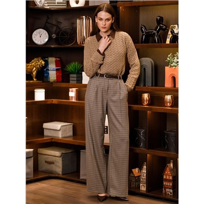 Джемпер вязаный бежевый с длинными рукавами