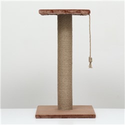 Когтеточка-столбик, Ø10, с площадкой, КД-37, джут 35×35×64 см, микс